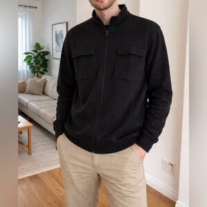 Express Black Zip Up Sweater Jacket Small Utility Pocket Minimalist